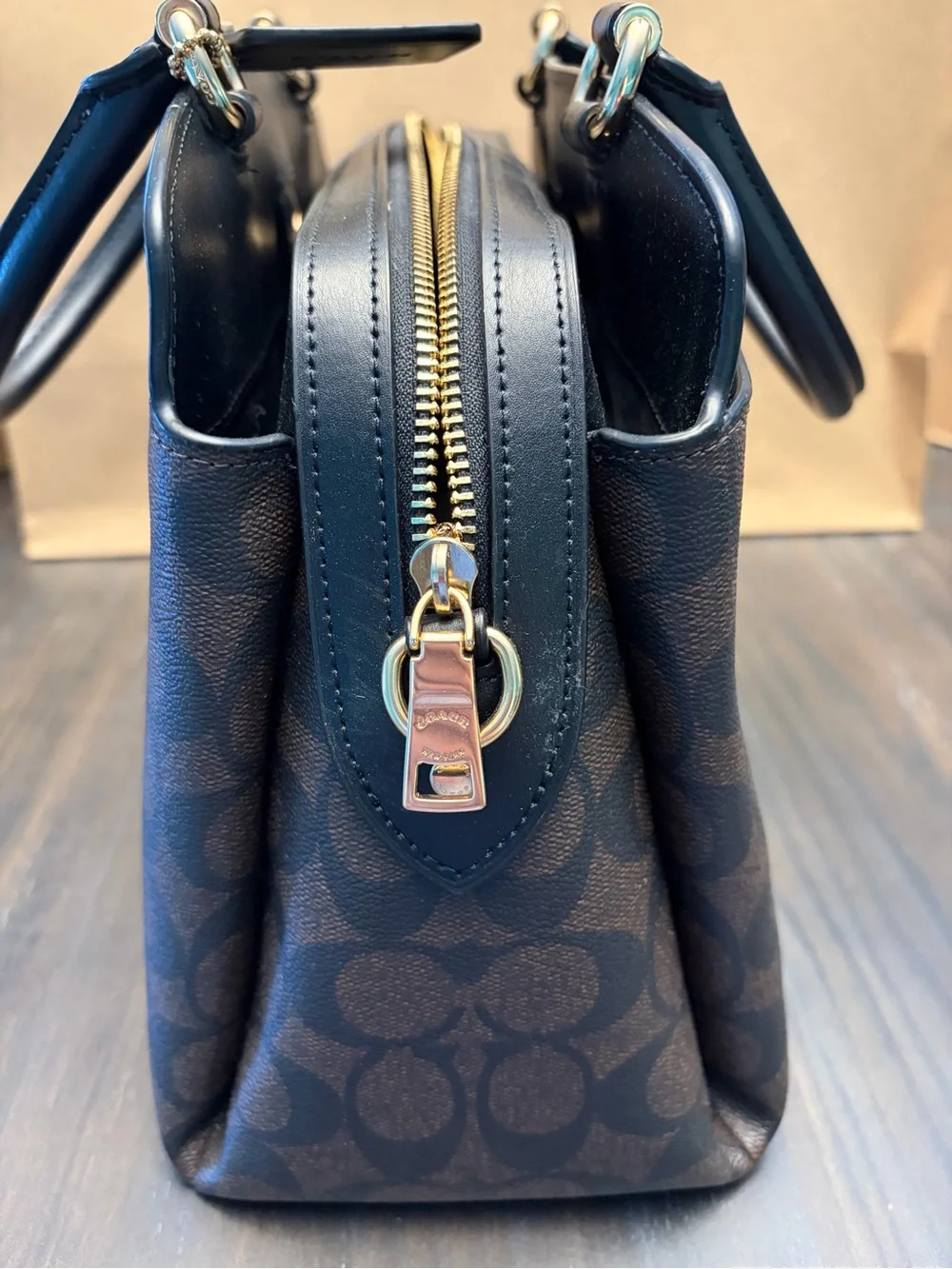 Coach Lillie Carryall in Dark Brown Signature Canvas